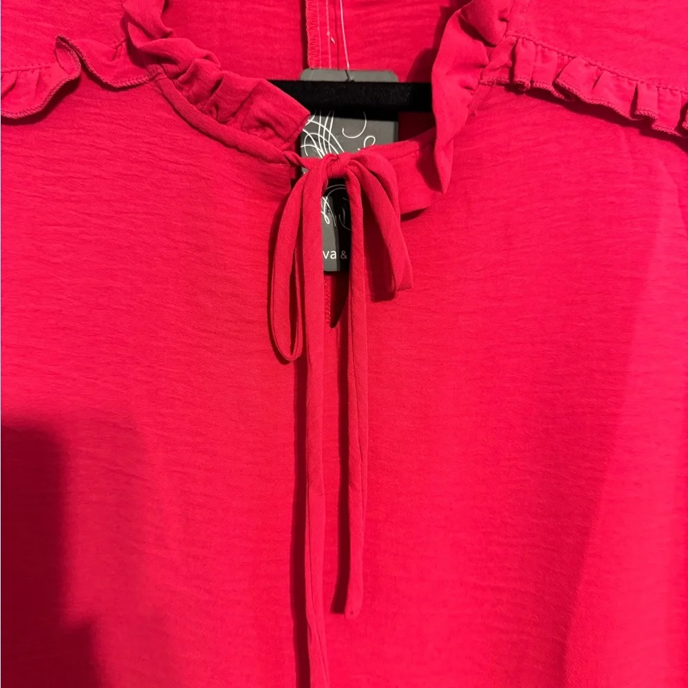 NWT Rich Pink Sleeveless Tie Front Blouse XLARGE #W - Picture 2 of 7
